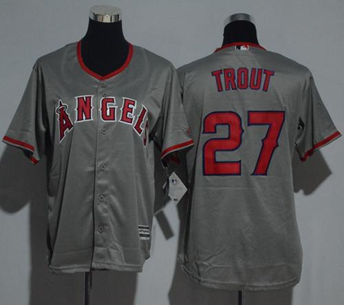 Angels #27 Mike Trout Grey Cool Base Stitched Youth MLB Jersey Angels #27 Mike Trout Grey Cool Base Stitched Youth MLB Jersey