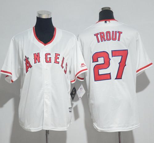 Angels #27 Mike Trout White Cool Base Stitched Youth MLB Jersey Angels #27 Mike Trout White Cool Base Stitched Youth MLB Jersey