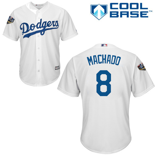 Dodgers #8 Manny Machado White Cool Base 2018 World Series Stitched Youth MLB Jersey Dodgers #8 Manny Machado White Cool Base 2018 World Series Stitched Youth MLB Jersey