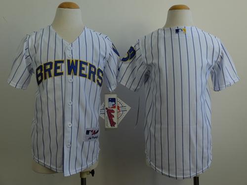 Brewers Blank White(blue stripe) Cool Base Stitched Youth MLB Jersey Brewers Blank White(blue stripe) Cool Base Stitched Youth MLB Jersey