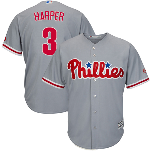 Phillies #3 Bryce Harper Grey Cool Base Stitched Youth MLB Jersey Phillies #3 Bryce Harper Grey Cool Base Stitched Youth MLB Jersey