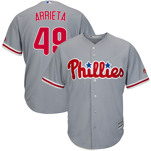Phillies #49 Jake Arrieta Grey Cool Base Stitched Youth MLB Jersey Phillies #49 Jake Arrieta Grey Cool Base Stitched Youth MLB Jersey