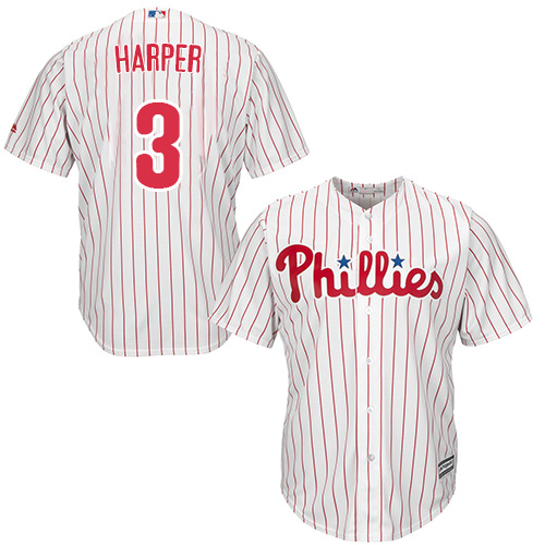 Phillies #3 Bryce Harper White(Red Strip) Cool Base Stitched Youth MLB Jersey Phillies #3 Bryce Harper White(Red Strip) Cool Base Stitched Youth MLB Jersey