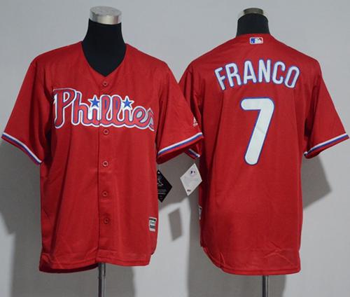 Phillies #7 Maikel Franco Red Cool Base Stitched Youth MLB Jersey Phillies #7 Maikel Franco Red Cool Base Stitched Youth MLB Jersey