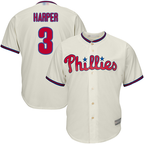 Phillies #3 Bryce Harper Cream Cool Base Stitched Youth MLB Jersey Phillies #3 Bryce Harper Cream Cool Base Stitched Youth MLB Jersey