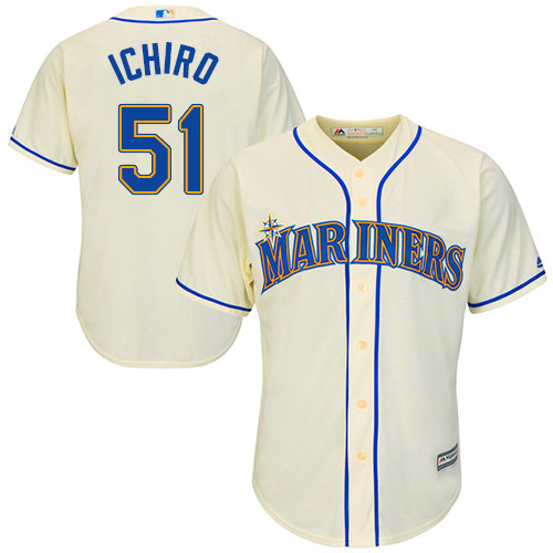 Mariners #51 Ichiro Suzuki Cream Cool Base Stitched Youth MLB Jersey Mariners #51 Ichiro Suzuki Cream Cool Base Stitched Youth MLB Jersey