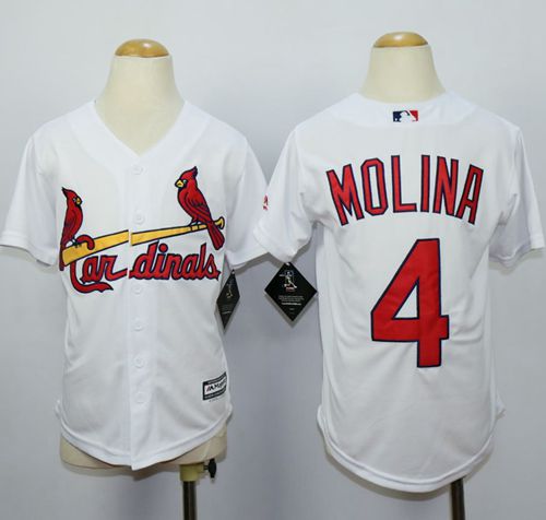 Cardinals #4 Yadier Molina White Cool Base Stitched Youth MLB Jersey Cardinals #4 Yadier Molina White Cool Base Stitched Youth MLB Jersey