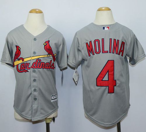 Cardinals #4 Yadier Molina Grey Cool Base Stitched Youth MLB Jersey Cardinals #4 Yadier Molina Grey Cool Base Stitched Youth MLB Jersey