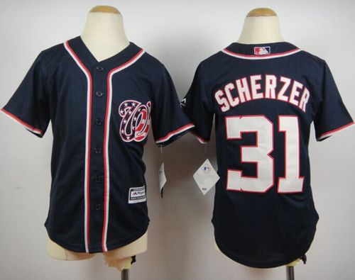 Nationals #31 Max Scherzer Blue Cool Base Stitched Youth MLB Jersey Nationals #31 Max Scherzer Blue Cool Base Stitched Youth MLB Jersey