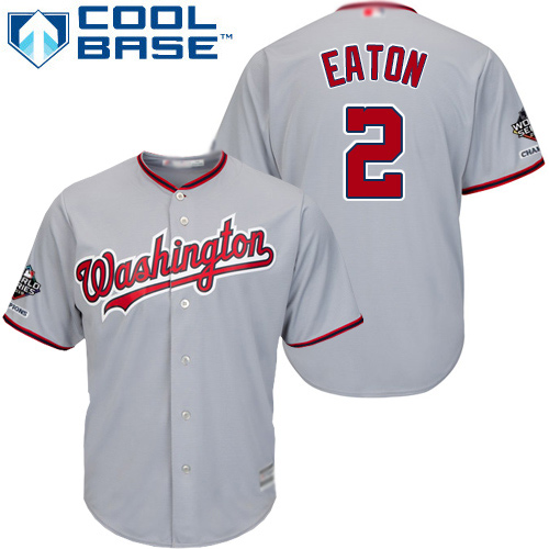 Nationals #2 Adam Eaton Grey Cool Base 2019 World Series Champions Stitched Youth MLB Jersey