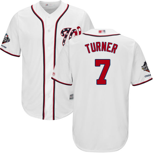Nationals #7 Trea Turner White Cool Base 2019 World Series Champions Stitched Youth MLB Jersey Nationals #7 Trea Turner White Cool Base 2019 World Series Champions Stitched Youth MLB Jersey