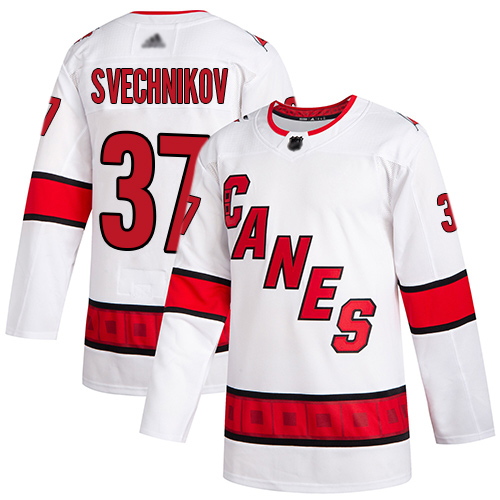 Adidas Hurricanes #37 Andrei Svechnikov White Road Authentic Stitched Youth NHL Jersey