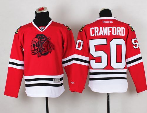 Blackhawks #50 Corey Crawford Red(Red Skull) Stitched Youth NHL Jersey Blackhawks #50 Corey Crawford Red(Red Skull) Stitched Youth NHL Jersey