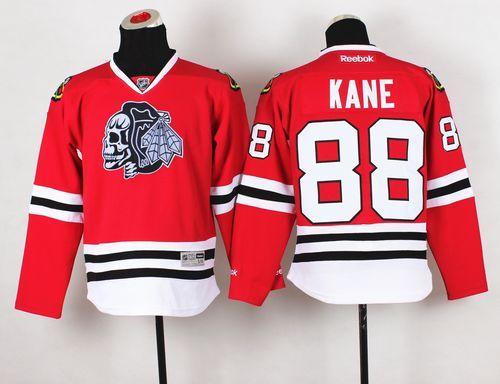 Blackhawks #88 Patrick Kane Red(White Skull) Stitched Youth NHL Jersey Blackhawks #88 Patrick Kane Red(White Skull) Stitched Youth NHL Jersey