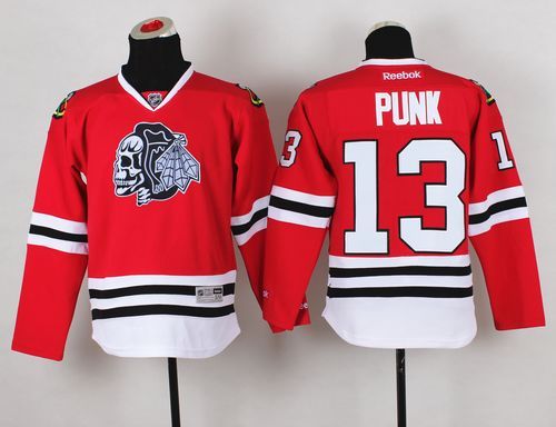 Blackhawks #13 Punk Red(White Skull) Stitched Youth NHL Jersey Blackhawks #13 Punk Red(White Skull) Stitched Youth NHL Jersey
