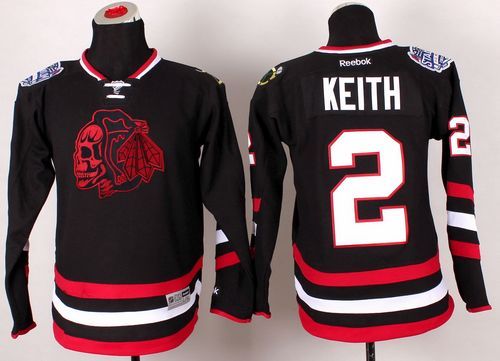 Blackhawks #2 Duncan Keith Black(Red Skull) 2014 Stadium Series Stitched Youth NHL Jersey Blackhawks #2 Duncan Keith Black(Red Skull) 2014 Stadium Series Stitched Youth NHL Jersey