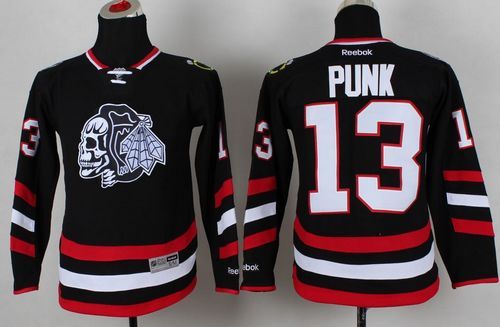 Blackhawks #13 Punk Black(White Skull) 2014 Stadium Series Stitched Youth NHL Jersey Blackhawks #13 Punk Black(White Skull) 2014 Stadium Series Stitched Youth NHL Jersey