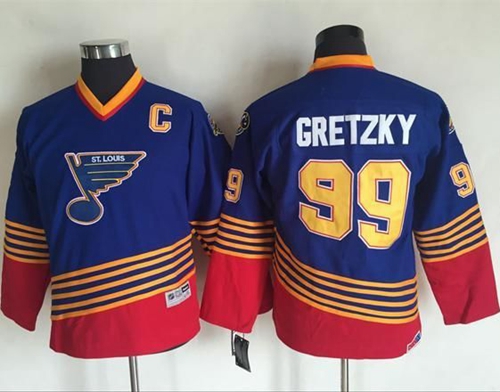 Blues #99 Wayne Gretzky Light Blue/Red CCM Throwback Stitched Youth NHL Jersey Blues #99 Wayne Gretzky Light Blue/Red CCM Throwback Stitched Youth NHL Jersey
