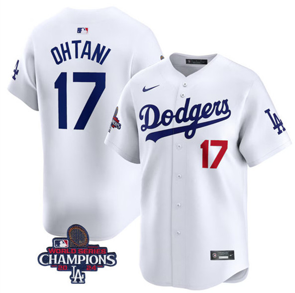 Toddler Los Angeles Dodgers #17 Shohei Ohtani White 2024 World Series Champions Home Limited Stitched Baseball Jersey Toddler Los Angeles Dodgers #17 Shohei Ohtani White 2024 World Series Champions Home Limited Stitched Baseball Jersey