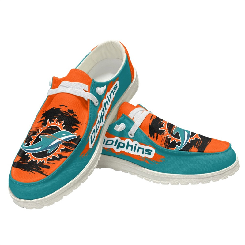 Women's Miami Dolphins Loafers Lace Up Shoes 001 (Pls check description for details)