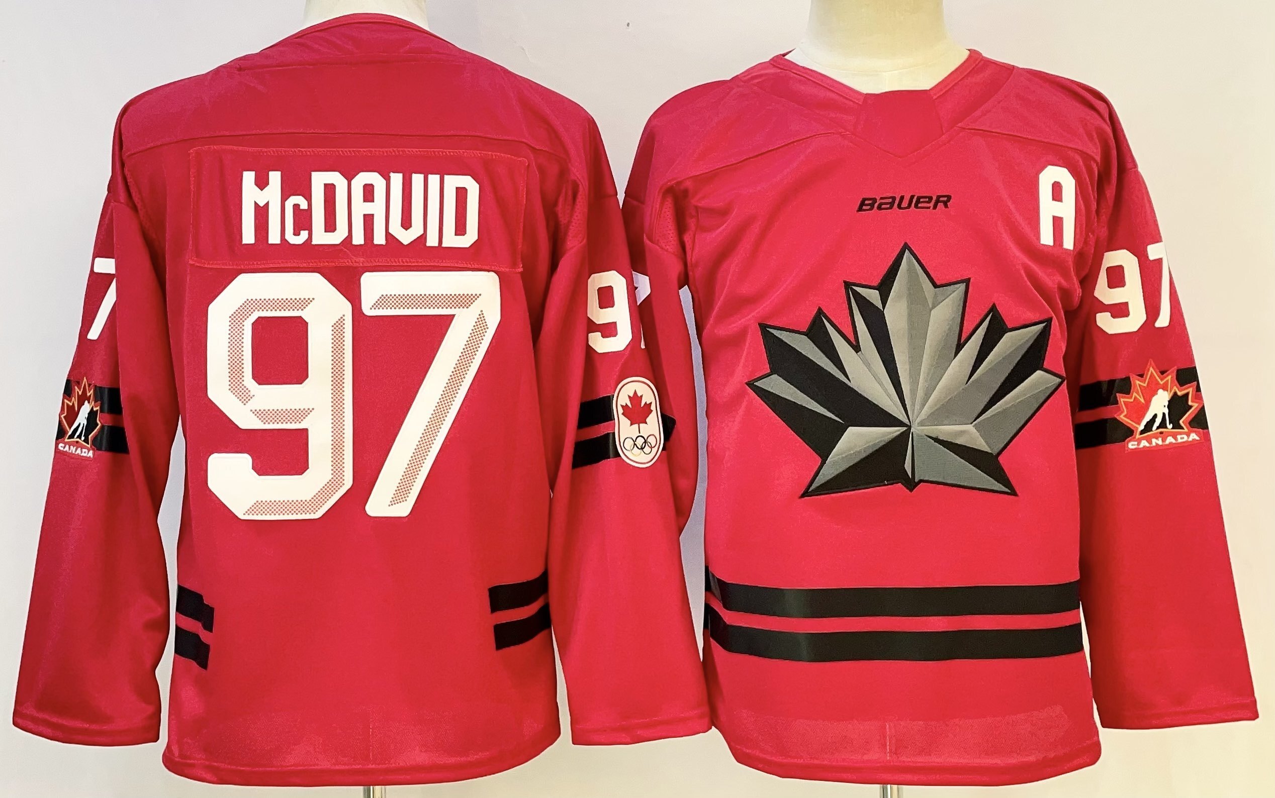 Men's Canada Hockey #97 Connor McDavid Red With A Patch Stitched Jersey