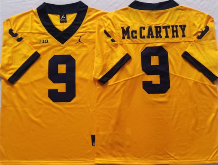 Men's Michigan Wolverines #9 McCARTHY Yellow Stitched Jersey Men's Michigan Wolverines #9 McCARTHY Yellow Stitched Jersey