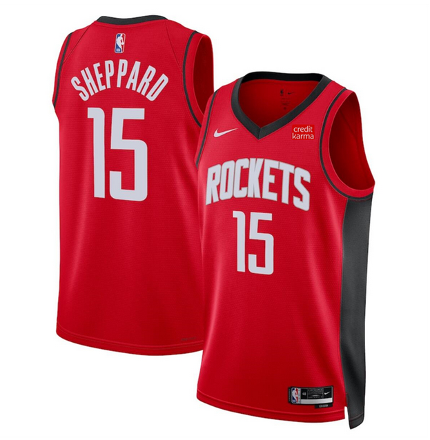 Youth Houston Rockets #15 Reed Sheppard Red 2024 Draft Icon Edition Stitched Jersey