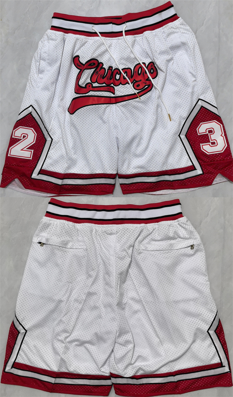 Men's Chicago Bulls #23 Michael Jordan White Shorts (Run Small)