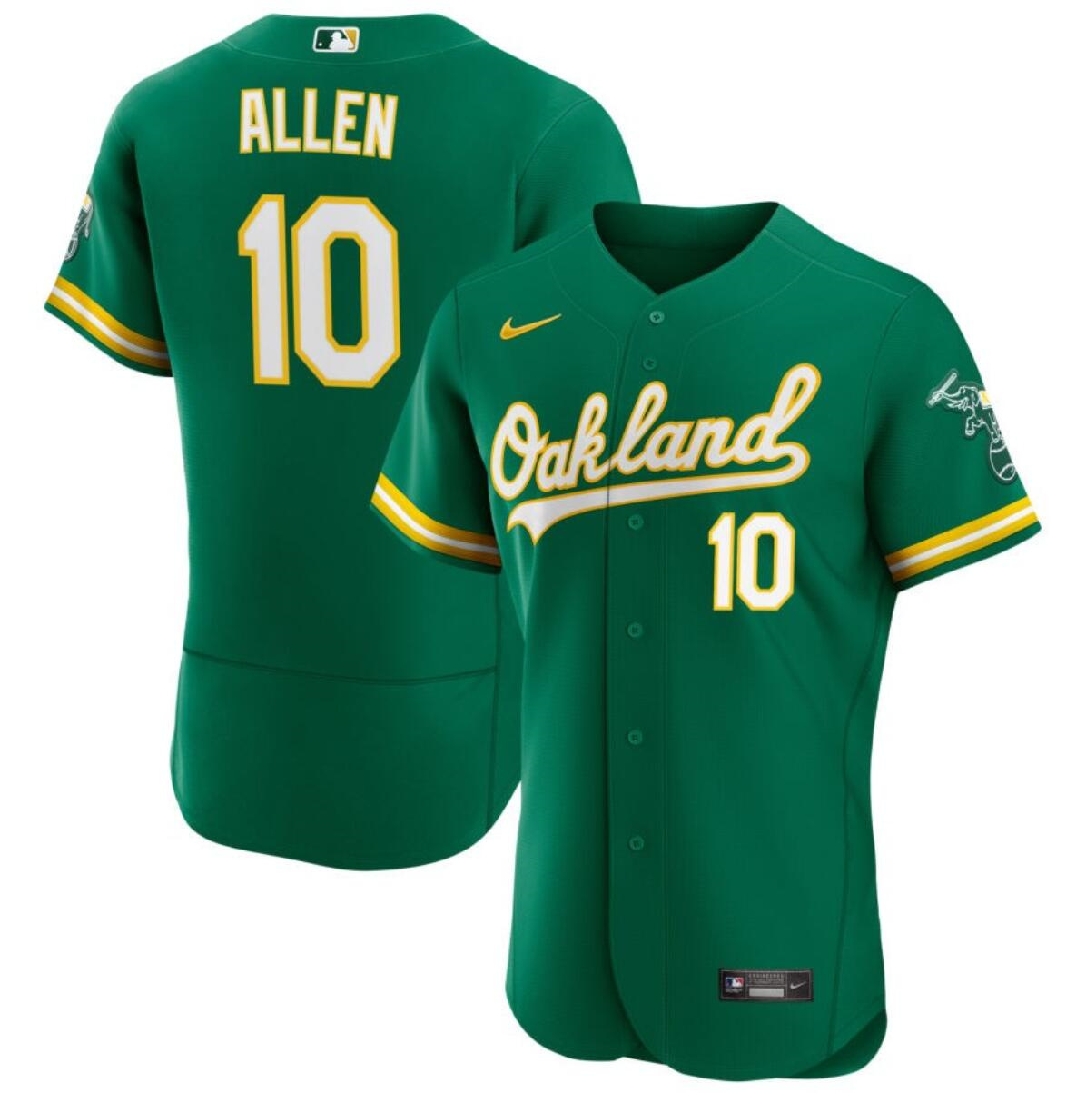 Men's Oakland Athletics #10 Nick Allen Green Flex Base Stitched Jersey Men's Oakland Athletics #10 Nick Allen Green Flex Base Stitched Jersey
