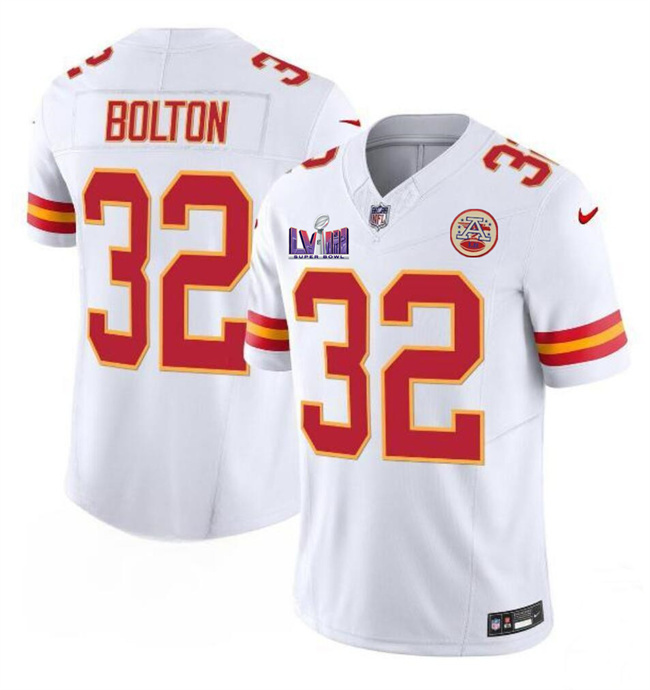 Youth Kansas City Chiefs #32 Nick Bolton White Super Bowl LVIII Patch 2023 F.U.S.E. Vapor Untouchable Limited Stitched Jersey Youth Kansas City Chiefs #32 Nick Bolton White Super Bowl LVIII Patch 2023 F.U.S.E. Vapor Untouchable Limited Stitched Jersey