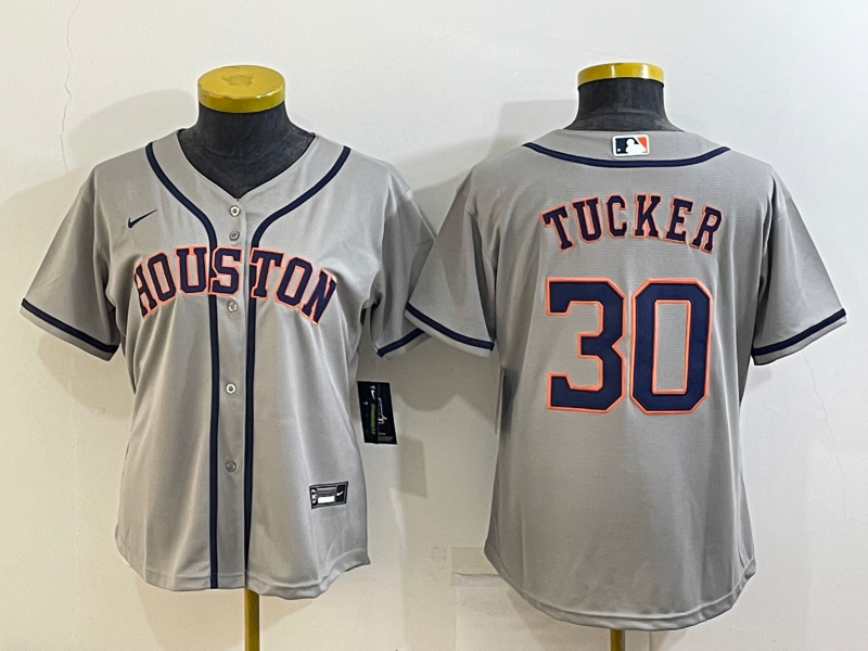 Women's Houston Astros #30 Kyle Tucker Gray Cool Base Stitched Baseball Jersey(Run Small) Women's Houston Astros #30 Kyle Tucker Gray Cool Base Stitched Baseball Jersey(Run Small)