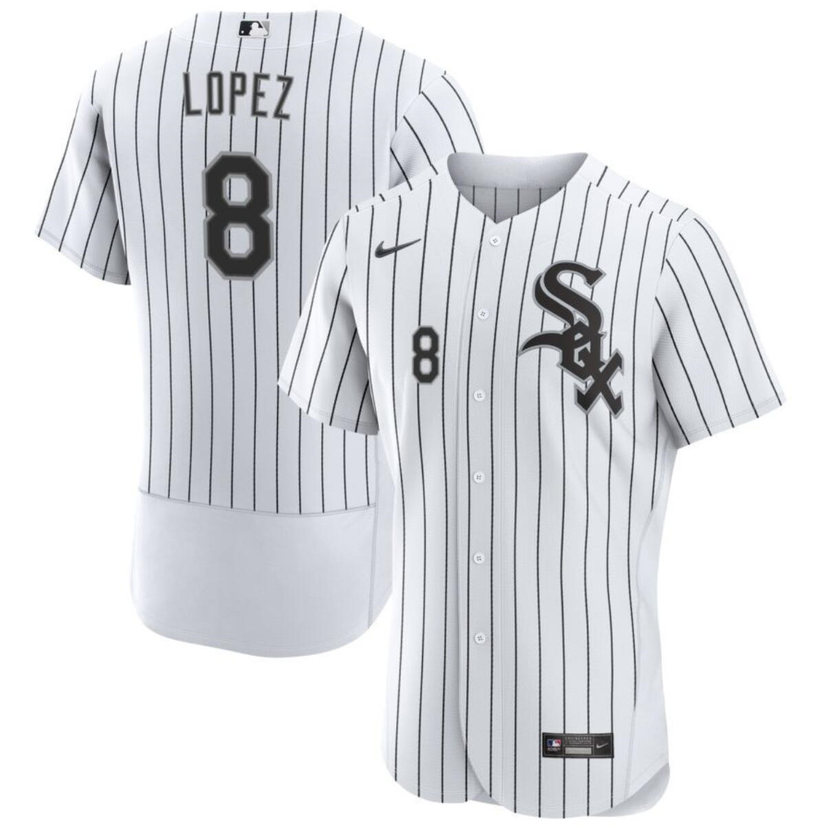 Men's Chicago White Sox #8 Nicky Lopez White Flex Base Stitched Baseball Jersey Men's Chicago White Sox #8 Nicky Lopez White Flex Base Stitched Baseball Jersey
