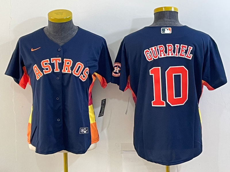 Women's Houston Astros #10 Yuli Gurriel Navy With Patch Cool Base Stitched Baseball Jersey(Run Small) Women's Houston Astros #10 Yuli Gurriel Navy With Patch Cool Base Stitched Baseball Jersey(Run Small)