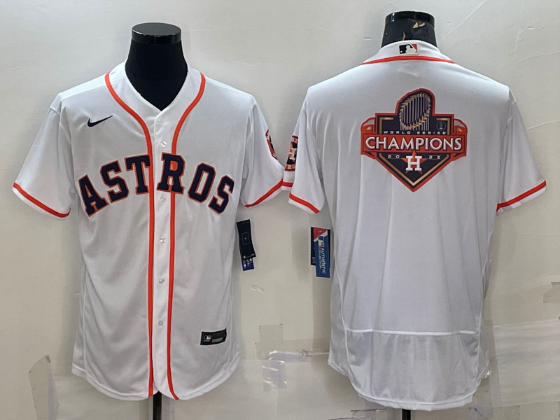 Men's Houston Astros White 2022 World Series Champions Team Big Logo Flex Base Stitched Jersey Men's Houston Astros White 2022 World Series Champions Team Big Logo Flex Base Stitched Jersey