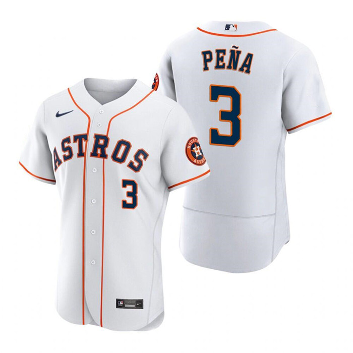 Men's Houston Astros #3 Jeremy Peña White Flex Base Stitched Jersey Men's Houston Astros #3 Jeremy Peña White Flex Base Stitched Jersey