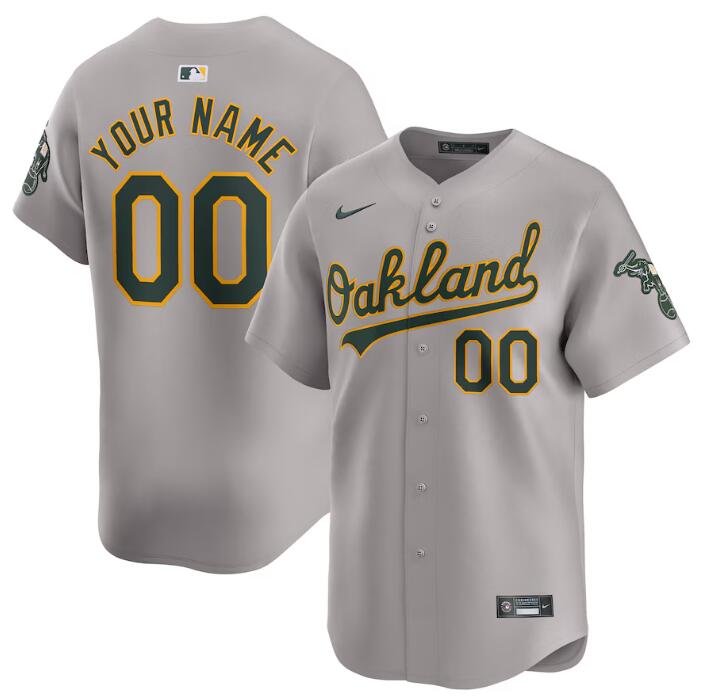 Men's Oakland Athletics Customized Grey Away Limited Stitched Jersey Men's Oakland Athletics Customized Grey Away Limited Stitched Jersey