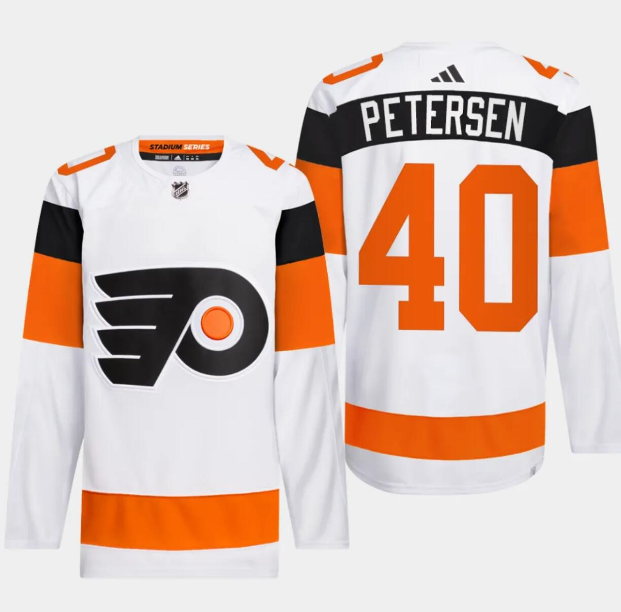 Men's Philadelphia Flyers #40 Cal Petersen White 2024 Stadium Series Stitched Jersey Men's Philadelphia Flyers #40 Cal Petersen White 2024 Stadium Series Stitched Jersey