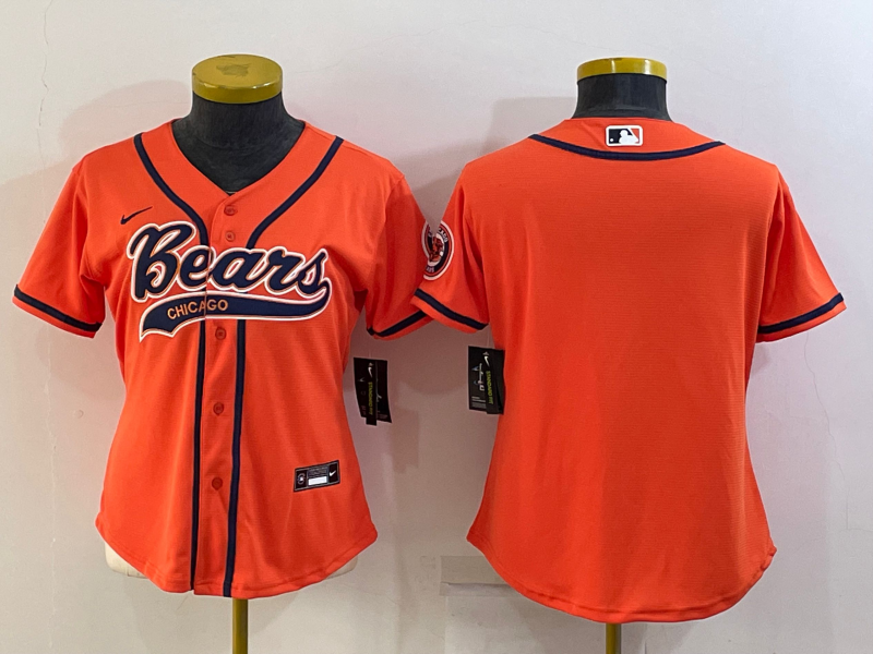 Youth Chicago Bears Blank Orange With Patch Cool Base Stitched Baseball Jersey Youth Chicago Bears Blank Orange With Patch Cool Base Stitched Baseball Jersey