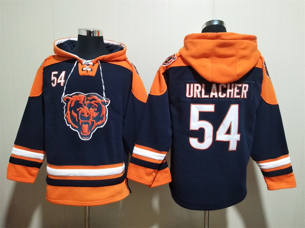 Men's Chicago Bears #54 Brian Urlacher Navy Ageless Must-Have Lace-Up Pullover Hoodie Men's Chicago Bears #54 Brian Urlacher Navy Ageless Must-Have Lace-Up Pullover Hoodie