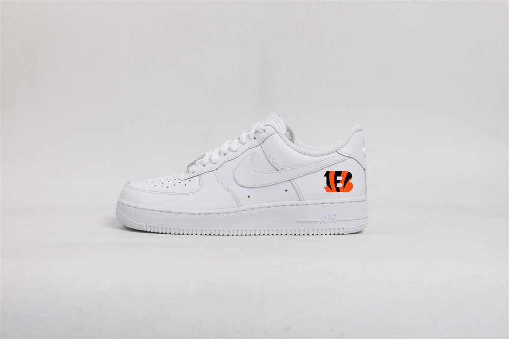 Men's Cincinnati Bengals Air Force 1 Low White Shoes 001 Men's Cincinnati Bengals Air Force 1 Low White Shoes 001