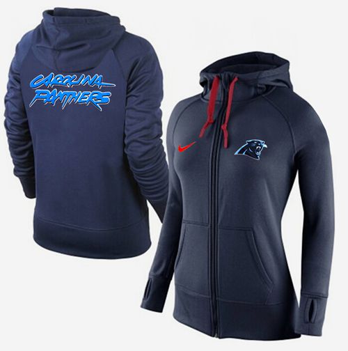 Women's Nike Carolina Panthers Full-Zip Performance Hoodie Dark Blue