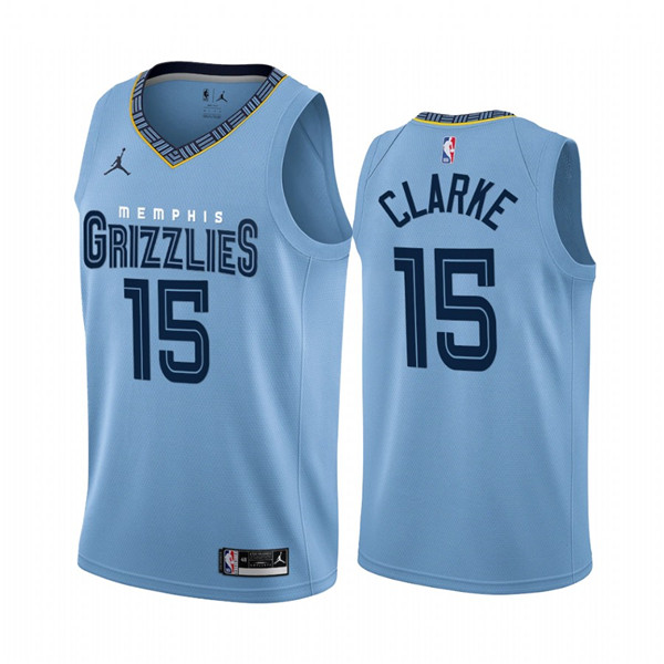 Men's Memphis Grizzlies #15 Brandon Clarke 2022/23 Light Blue Statement Edition Stitched Jersey Men's Memphis Grizzlies #15 Brandon Clarke 2022/23 Light Blue Statement Edition Stitched Jersey