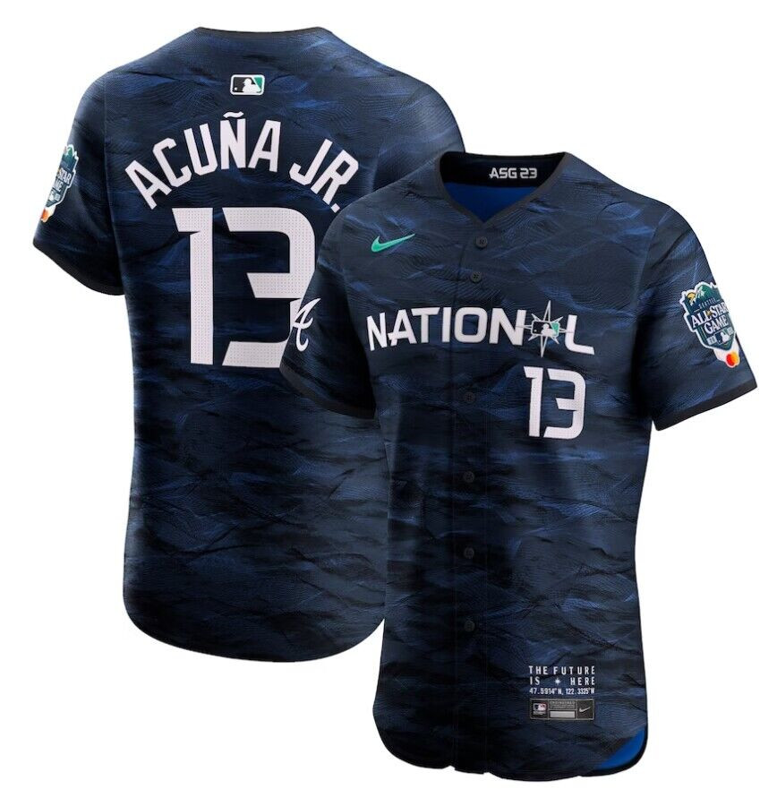 Men's Atlanta Braves #13 Ronald Acuña Jr. Royal 2023 All-star Flex Base Stitched Jersey