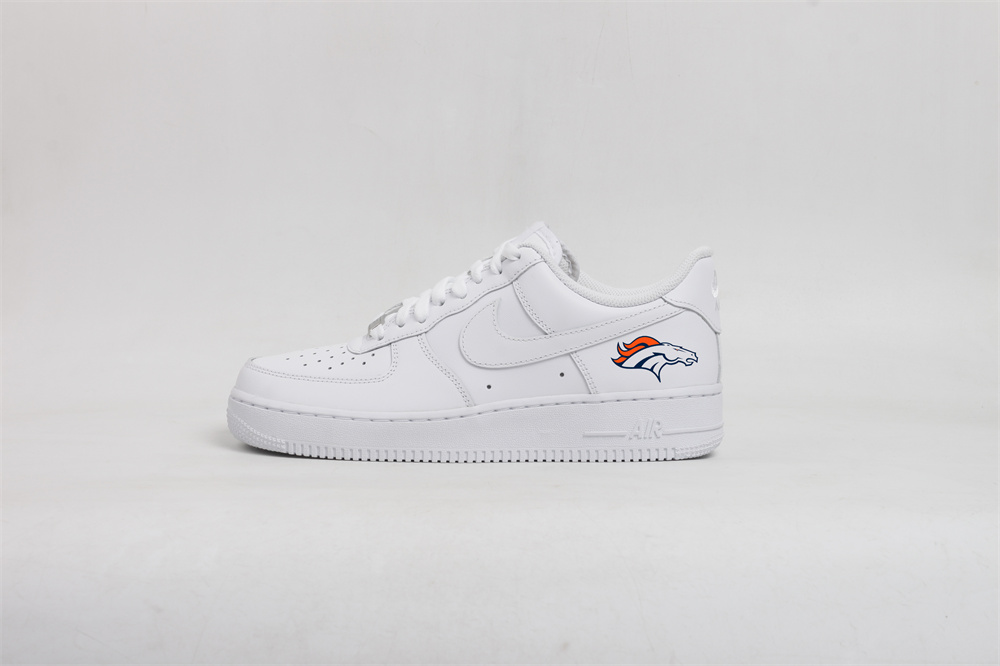 Men's Denver Broncos Air Force 1 Low White Shoes 001 Men's Denver Broncos Air Force 1 Low White Shoes 001