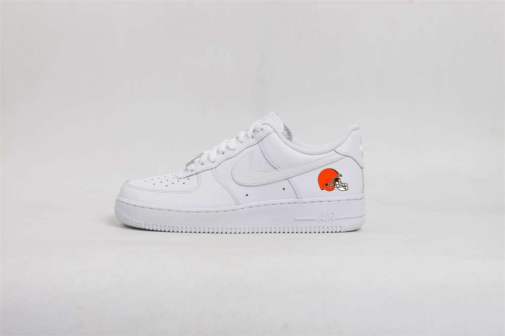 Men's Cleveland Browns Air Force 1 Low White Shoes 001 Men's Cleveland Browns Air Force 1 Low White Shoes 001