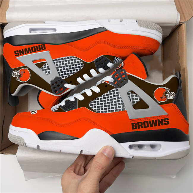 Women's Cleveland Browns Running weapon Air Jordan 4 Shoes 0001 Women's Cleveland Browns Running weapon Air Jordan 4 Shoes 0001