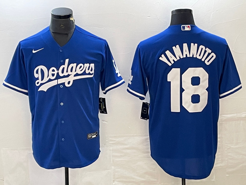 Men's Los Angeles Dodgers #18 Yoshinobu Yamamoto Blue 2023 Cool Base Stitched Baseball Jersey Men's Los Angeles Dodgers #18 Yoshinobu Yamamoto Blue 2023 Cool Base Stitched Baseball Jersey