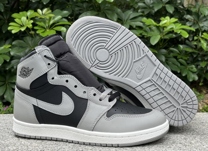 Men's Running Weapon Air Jordan 1 Grey/Black Shoes 0746