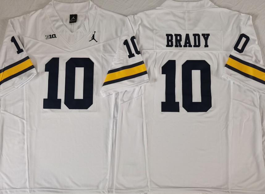 Men's Michigan Wolverines #10 Tom Brady White F.U.S.E Stitched Jersey Men's Michigan Wolverines #10 Tom Brady White F.U.S.E Stitched Jersey