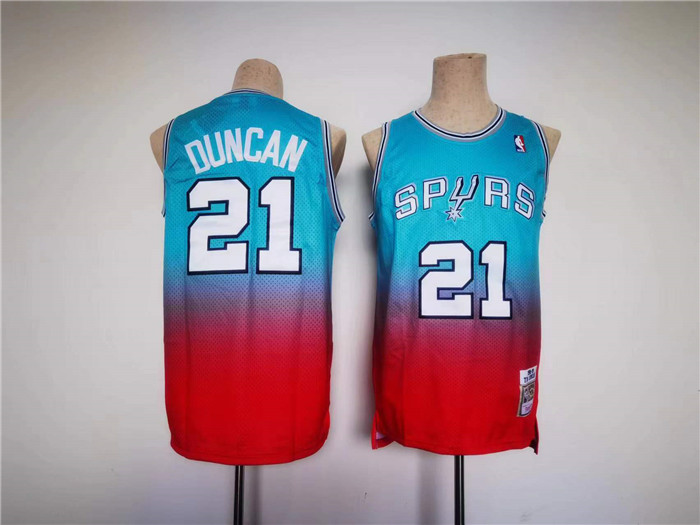 Men's San Antonio Spurs #21 Tim Duncan Blue/Red Stitched Basketball Jersey Men's San Antonio Spurs #21 Tim Duncan Blue/Red Stitched Basketball Jersey